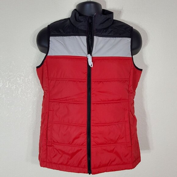 Cbuk By Cutter & Buck Womens Puffer Vest Medium Red, Gray & Black Colorblock - Picture 10 of 10